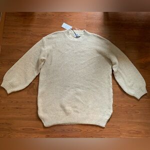 Gypsy Cloud Women's Size XL Long Length Beige Sweater Boucle Knit Balloon Sleeve